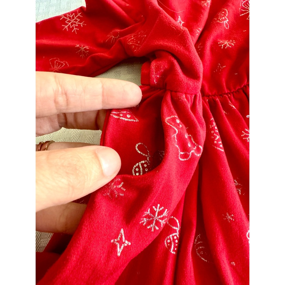 Emma & Elsa Red Christmas Holiday Glitter Skater Dress Girls 3T Long Sleeve - Picture 6 of 7